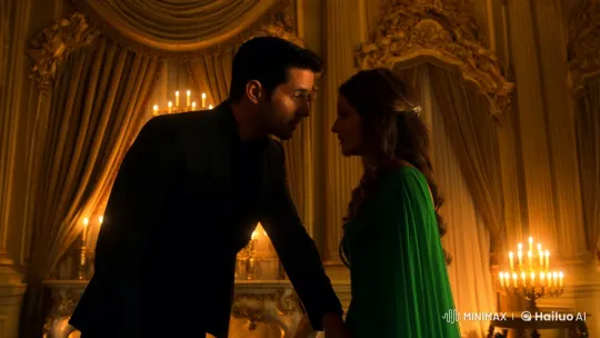 Intimate Romance Unfolds in Opulent Setting – AI Generated Video | Hailuo AI