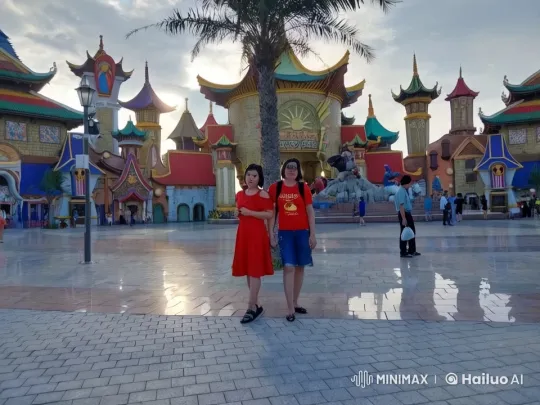 Friends Engage in Intense Battle at Theme Park – AI Generated Video | Hailuo AI