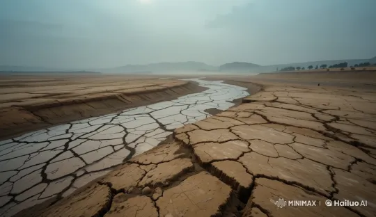 Desolate Riverbed: A Serene, Dynamic Landscape – AI Generated Video | Hailuo AI