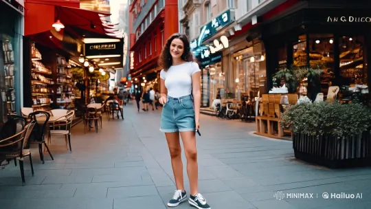 City Street Portrait: Young Woman's Natural Charm – AI Generated Video | Hailuo AI