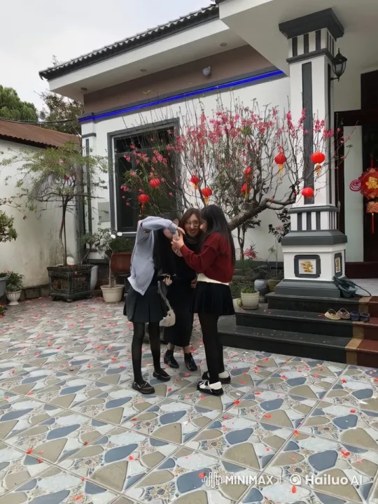 Young Girls Practicing Kungfu in Decorated Garden – AI Generated Video | Hailuo AI