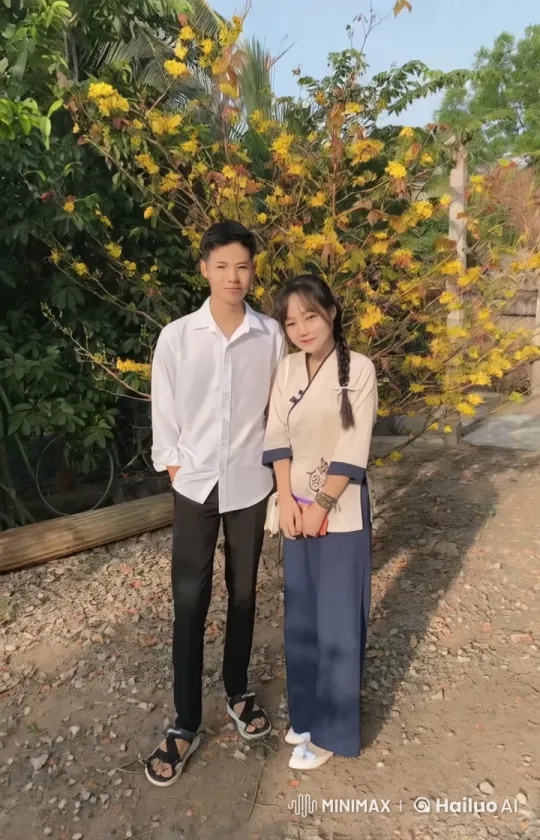 Traditional Outfit Kung Fu Fight in Vibrant Garden – AI Generated Video | Hailuo AI