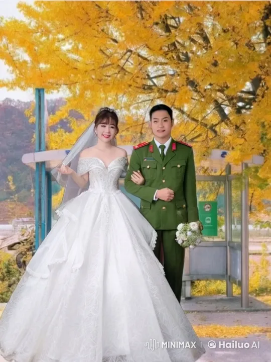 Wedding at Autumn Bus Stop: Kung Fu Bride & Groom – AI Generated Video | Hailuo AI