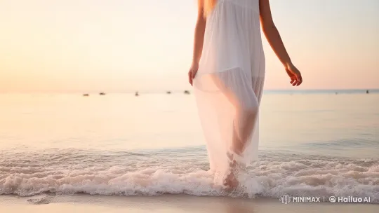 Golden Sunset Kiss: A Serene Beach Walk – AI Generated Video | Hailuo AI
