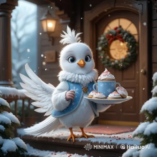 Cozy Christmas Scene with a Bird in Winter Vest – AI Generated Video | Hailuo AI