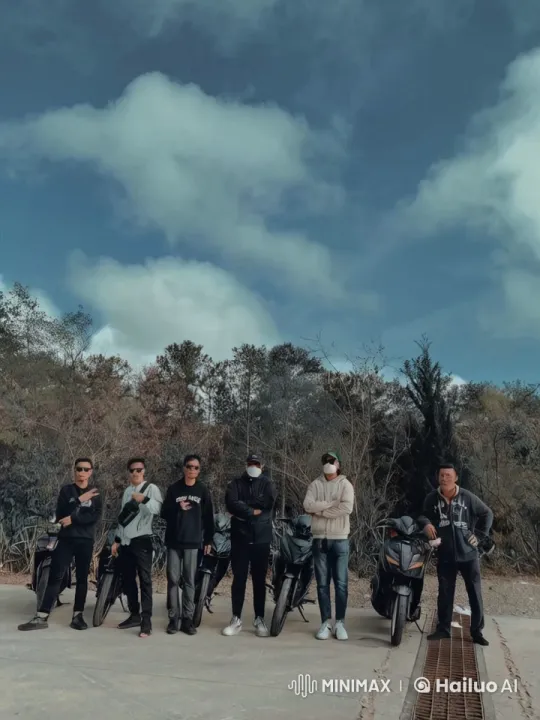 Group of Young Men Perform Dynamic Kung Fu in Front of Motorbikes – AI Generated Video | Hailuo AI