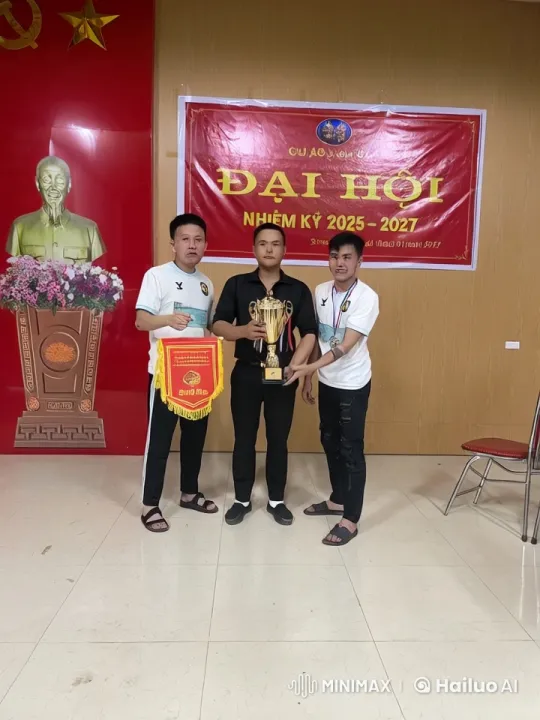 Red Banner Ceremony: Triad of Athletes in Kungfu Display – AI Generated Video | Hailuo AI