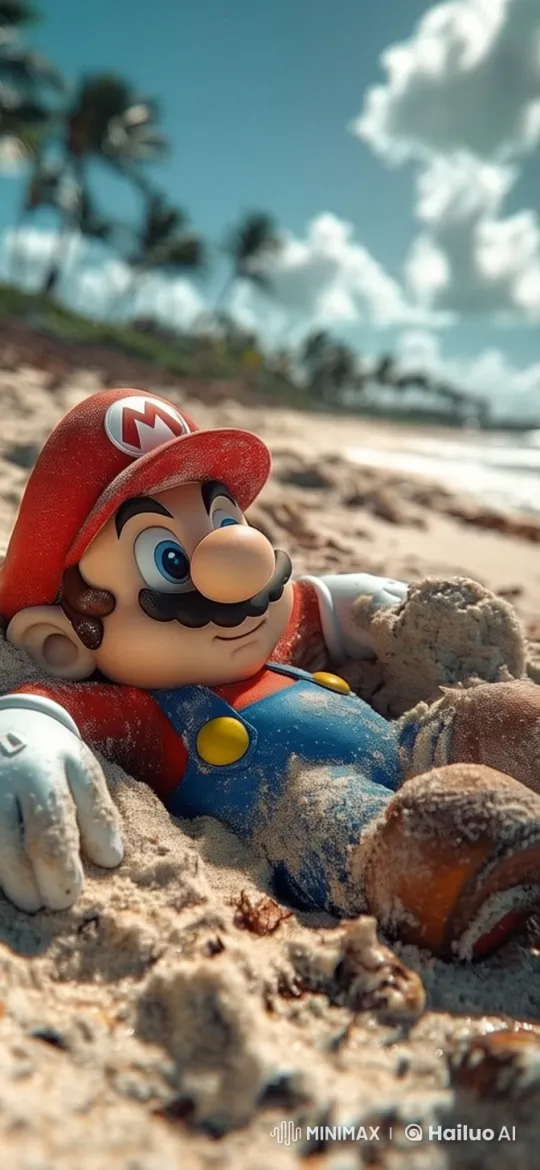 Relaxed Mario Enjoying a Beach Day in Live2D Animation – AI Generated Video | Hailuo AI