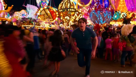 Sam's Urgent Escape Through Vibrant Festival Chaos – AI Generated Video | Hailuo AI