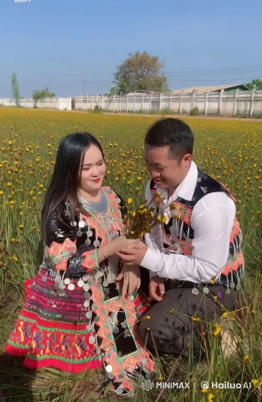 Hmong Couple's Argument in Serene Flower Field – AI Generated Video | Hailuo AI