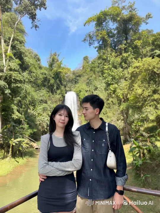 Martial Arts Display by Young Couple at Waterfall – AI Generated Video | Hailuo AI