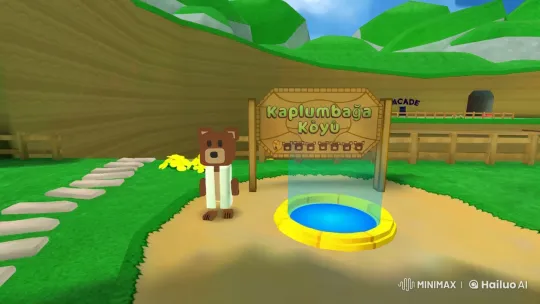 Vibrant Animated Village with Bear and Portal – AI Generated Video | Hailuo AI