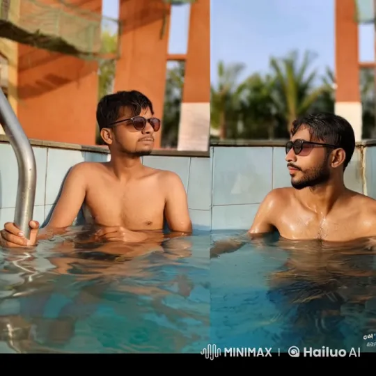Romantic Couple Shares Intimate Kiss in Sunlit Pool – AI Generated Video | Hailuo AI