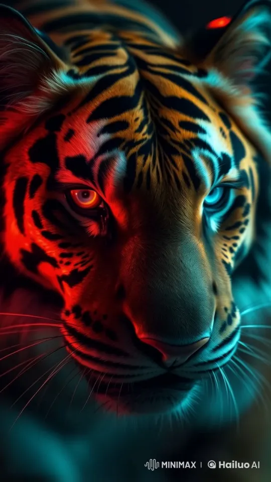 Majestic Tiger Head: Vivid 4K Live2D Animation – AI Generated Video | Hailuo AI