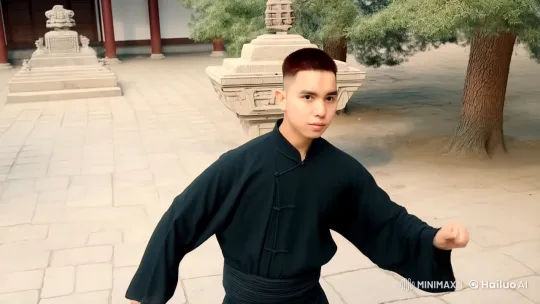Young Kung Fu Master in Ancient Temple Setting – AI Generated Video | Hailuo AI