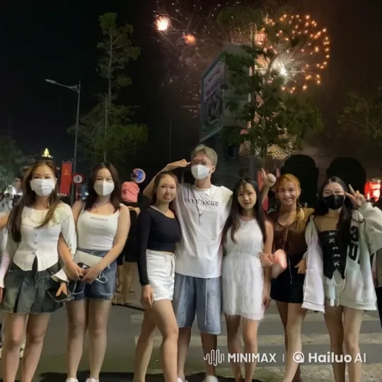 Friends Perform Kung Fu in Fireworks-Lit Night – AI Generated Video | Hailuo AI