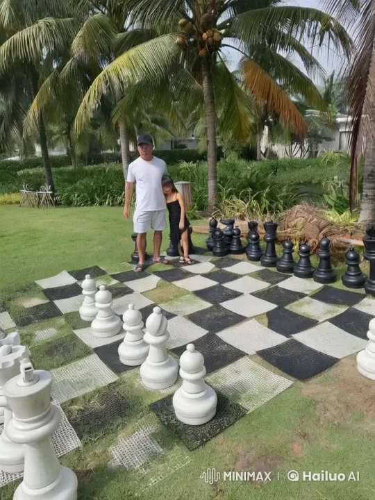 Kung Fu Routine on Giant Chessboard in Serene Garden – AI Generated Video | Hailuo AI
