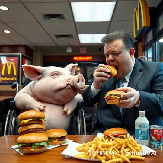 McDonald's Restaurant Bombing After Playful Pig Feeding – AI Generated Video | Hailuo AI