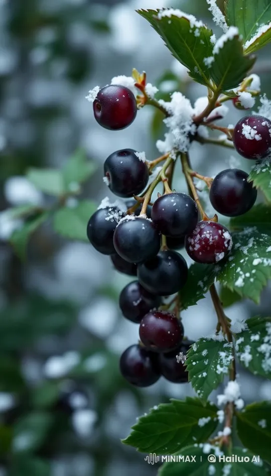 Enchanted Winter: Slow-Motion Currant Bush in Snow – AI Generated Video | Hailuo AI