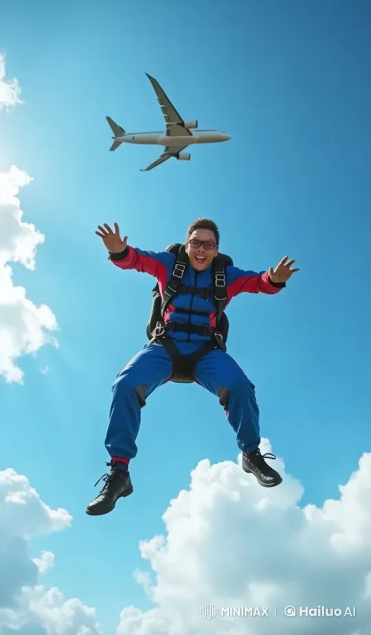 Skydiver Demonstrates Gravity in Live2D Animation – AI Generated Video | Hailuo AI