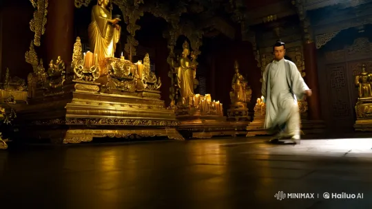 Kung Fu Master in Ornate Temple: Graceful Mastery – AI Generated Video | Hailuo AI