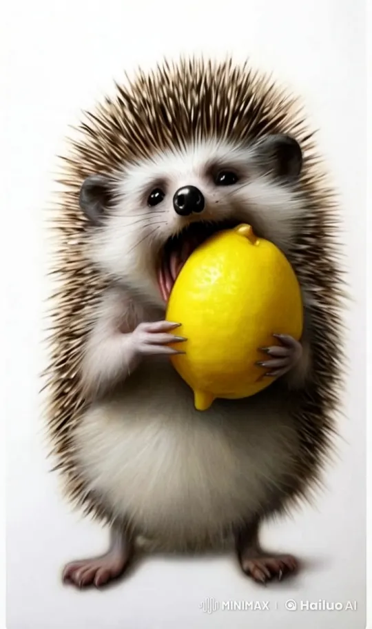 Adorable Hedgehog Reacts to Eating a Lemon – AI Generated Video | Hailuo AI