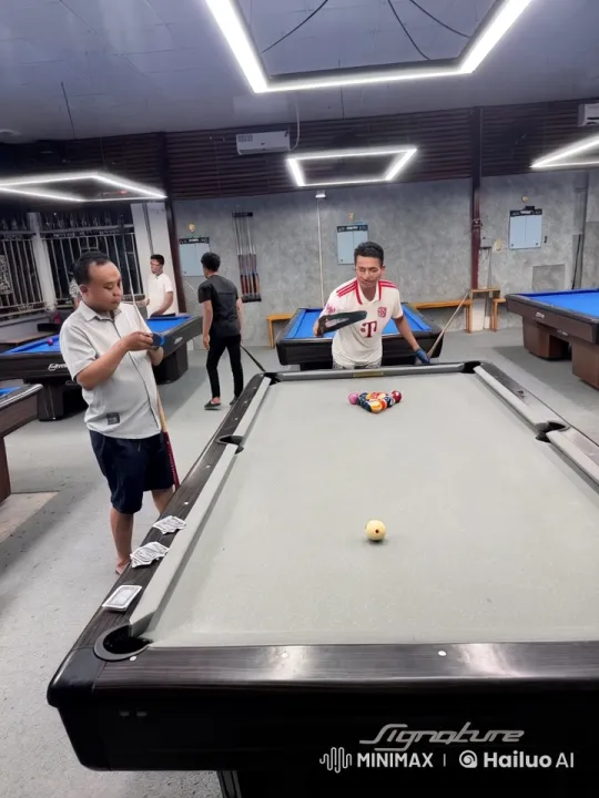 Two Players Prepare for a Game of Pool in a Well-Lit Room – AI Generated Video | Hailuo AI