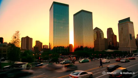 TWIN TV Opens with Dusk's twin towers and cityscape – AI Generated Video | Hailuo AI