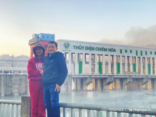 Couple Practicing Intense Kung Fu on Bridge Near Hydropower Plant – AI Generated Video | Hailuo AI