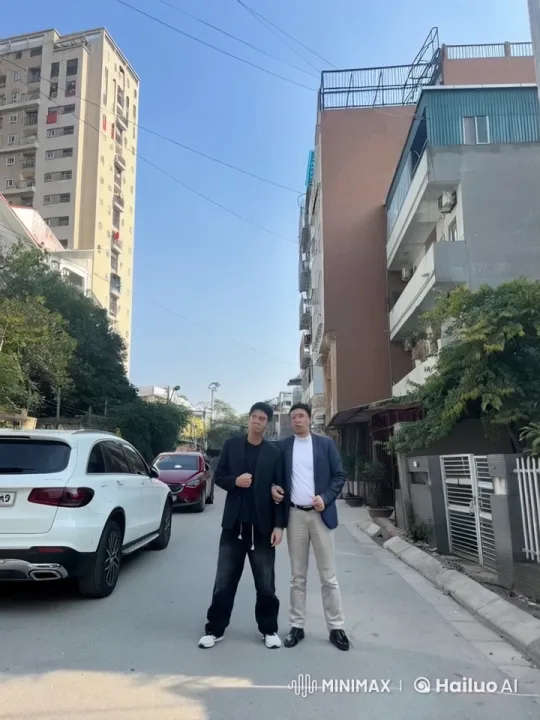 Urban Street Martial Arts Display by Two Stylishly Dressed Men – AI Generated Video | Hailuo AI