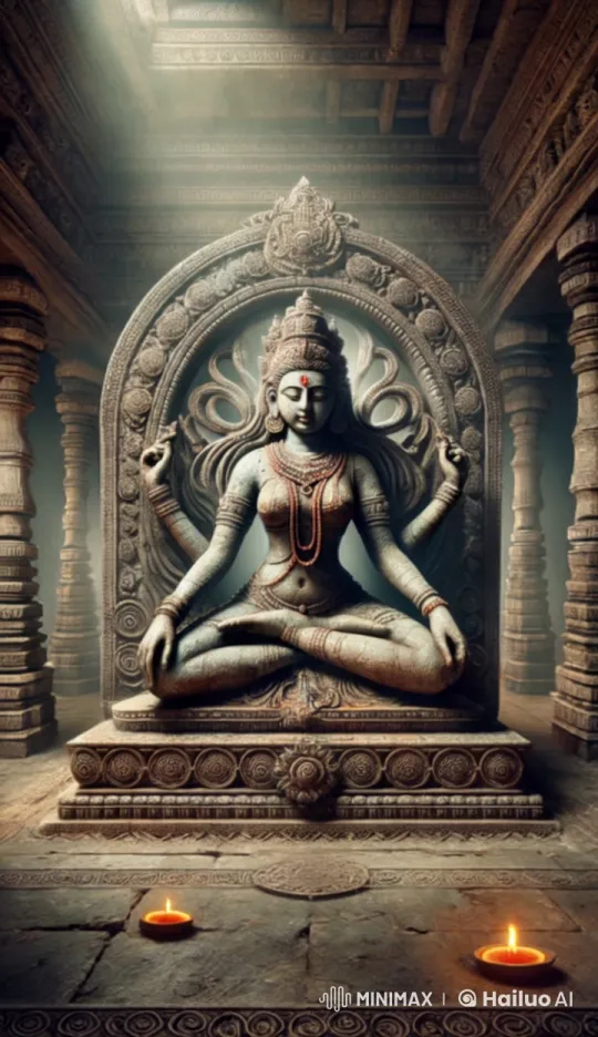 Ancient Temple: Serene Statue in Sacred Stillness – AI Generated Video | Hailuo AI