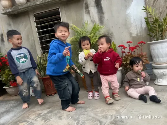 Children's Joyful Kungfu Play in Garden Setting – AI Generated Video | Hailuo AI