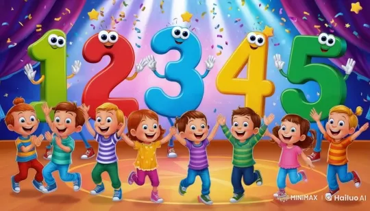 Animated Numbers and Kids Celebrate with Joyful Dance – AI Generated Video | Hailuo AI