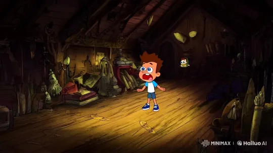 Boy Discovers Magical Backpack and Map in Enchanted Attic – AI Generated Video | Hailuo AI