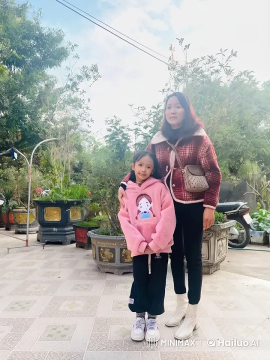 Red Plaid Jacket Woman and Child Practice Kungfu in Serene Garden – AI Generated Video | Hailuo AI