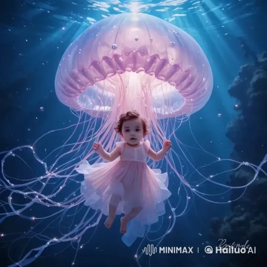 Enchanted Underwater Encounter with Jellyfish – AI Generated Video | Hailuo AI