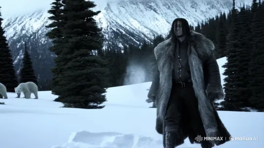 Resilient Man Faces Winter's Challenge on Snowy Mountain – AI Generated Video | Hailuo AI