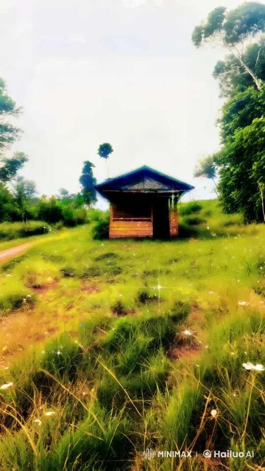 Enchanted Meadow with Sparkling Fireflies and Serene Hut – AI Generated Video | Hailuo AI