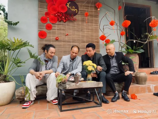 Four Men Engage in Intense Kung Fu Fight in Festive Courtyard – AI Generated Video | Hailuo AI