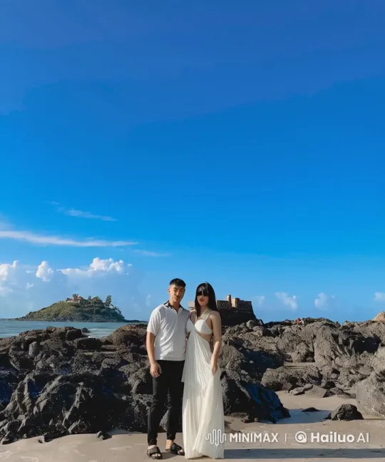 Couple Practicing Kungfu on Rocky Beach – AI Generated Video | Hailuo AI