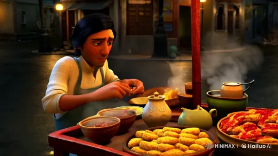 Street Vendor's Snacks Interrupted by Chaos – AI Generated Video | Hailuo AI