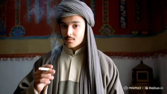 Young Man Reflects in Traditional Setting – AI Generated Video | Hailuo AI