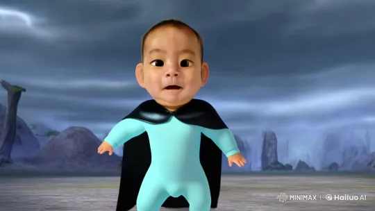 Baby Superhero Triumphs Over Three-Headed Lion Monster – AI Generated Video | Hailuo AI