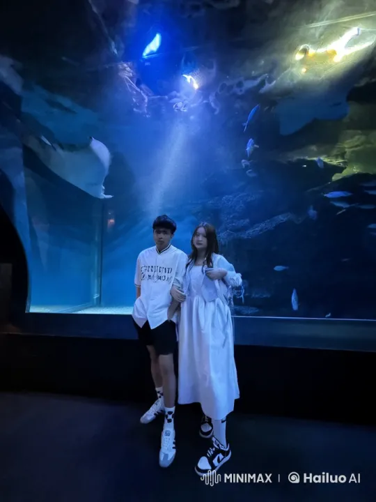 Couple Showcases Martial Arts in Tranquil Aquarium Setting – AI Generated Video | Hailuo AI