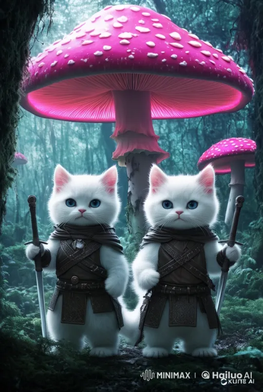 Twin Warrior Cats Prepare for Battle in Enchanted Forest – AI Generated Video | Hailuo AI