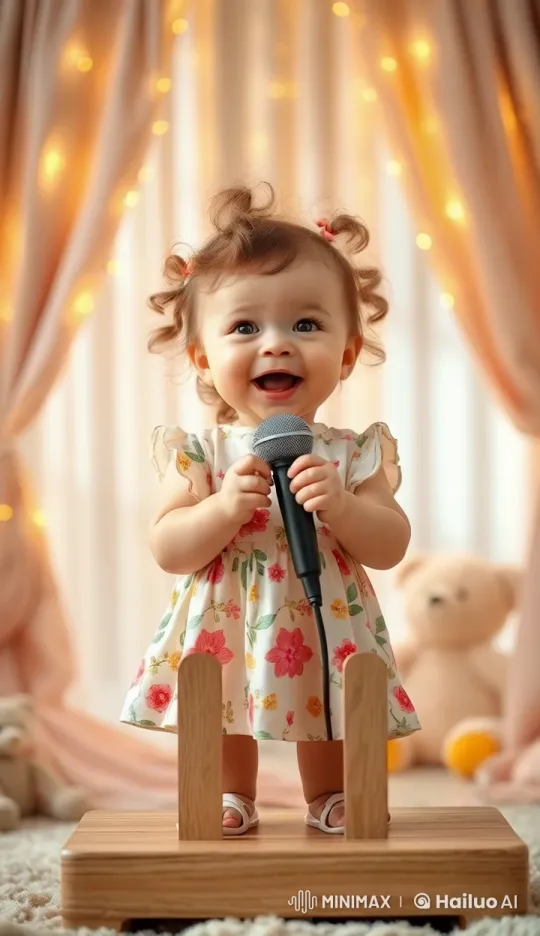 Little Girl Delivers Sweet Performance on Stage – AI Generated Video | Hailuo AI
