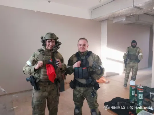 Soldiers Dance Playfully in Unfinished Room – AI Generated Video | Hailuo AI