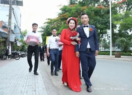 Joyful Wedding Procession with Unexpected Kungfu Performance – AI Generated Video | Hailuo AI