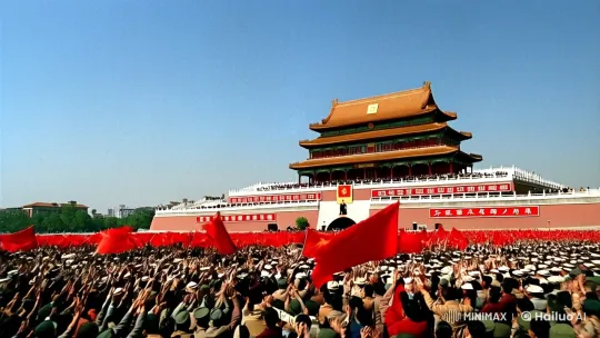 Establishment of the PRC: Cinematic Celebration of Mao's Declaration – AI Generated Video | Hailuo AI