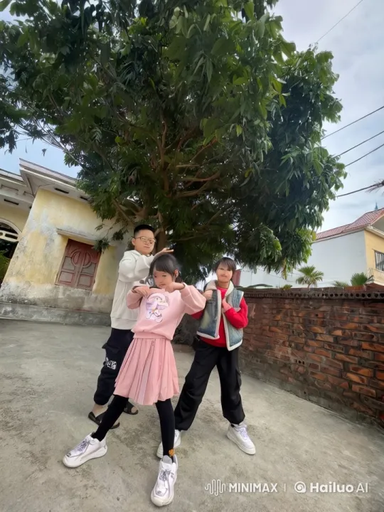 Three Children Practicing Kung Fu Outdoors – AI Generated Video | Hailuo AI